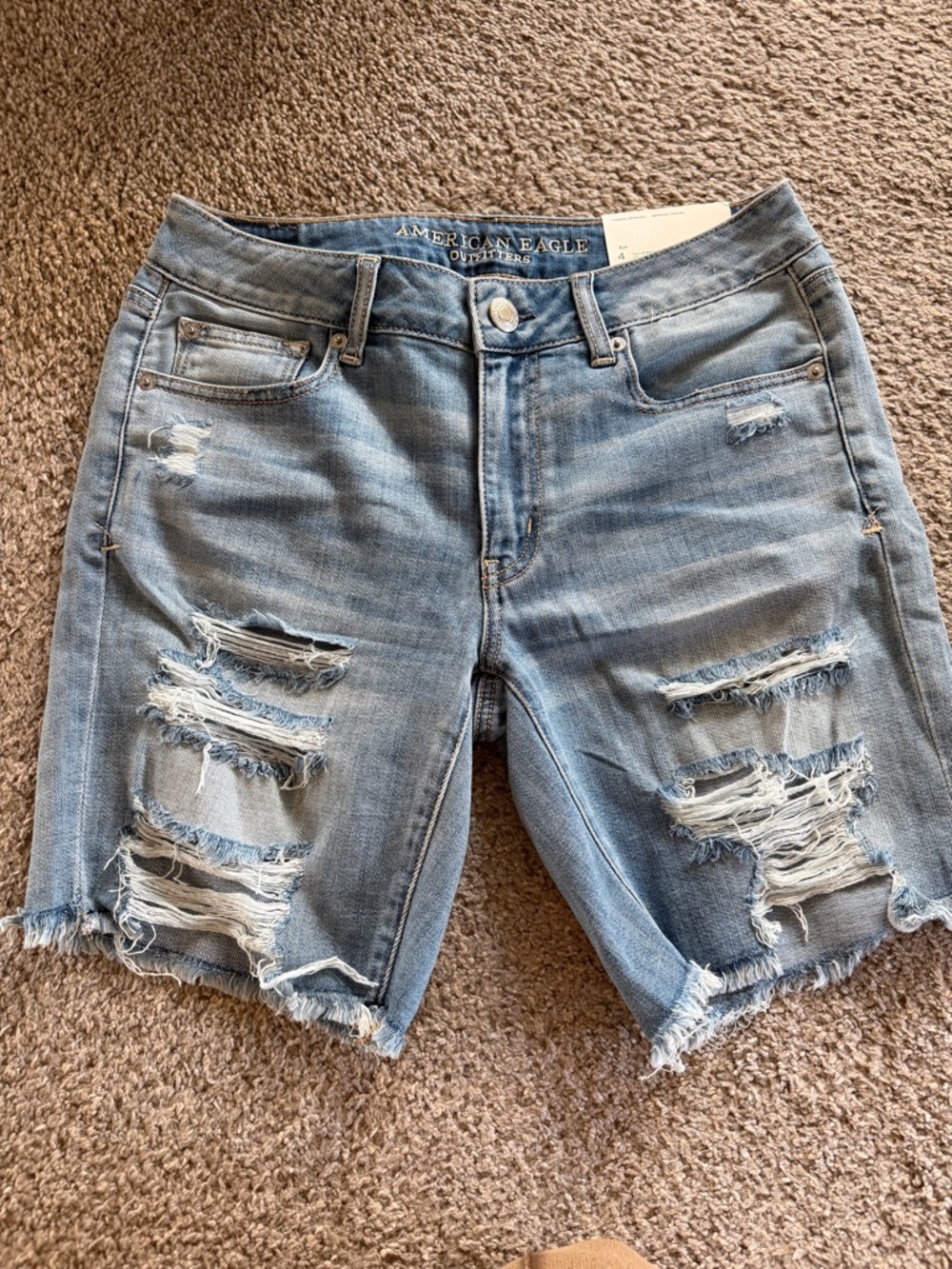 American Eagle Outfitters Light Blue Distressed Denim Women’s Shorts
